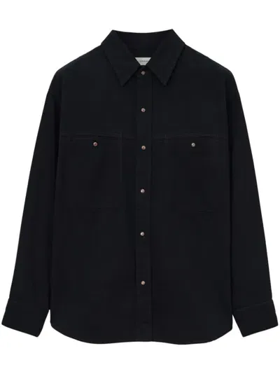 Lemaire Long-sleeve Denim Shirt In Black