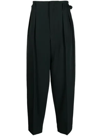 Lemaire Wool Tapered Trousers In Black