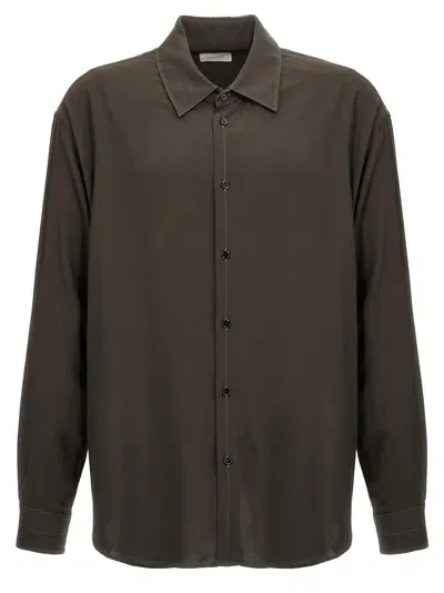 Lemaire Relaxed Fit Shirt With Long Sleeves And Back Yoke In Brown