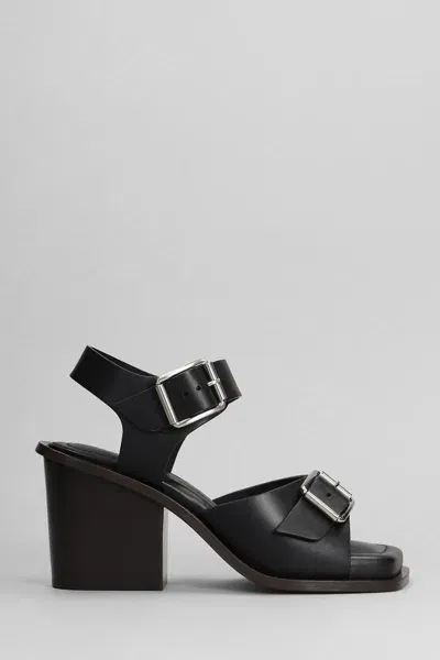 Lemaire Leather Double-buckle Heeled Sandals In Black