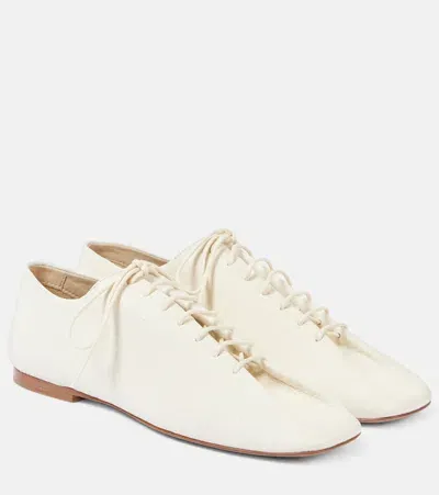 Lemaire Souris Leather Derby Shoes In White