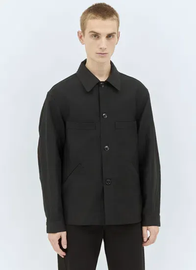 Lemaire Twisted Sleeve Workwear Jacket In Black