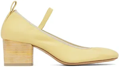 Lemaire Yellow Square Ballerina Heels In Nude