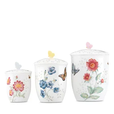 Lenox Butterfly Meadow 3 Piece Canister Set In White