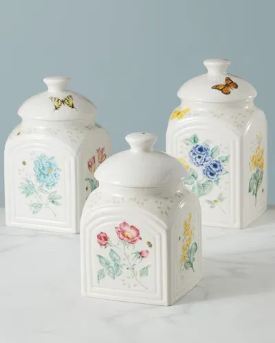 Lenox Butterfly Meadow Kitchen Canisters, Set Of 3 In White