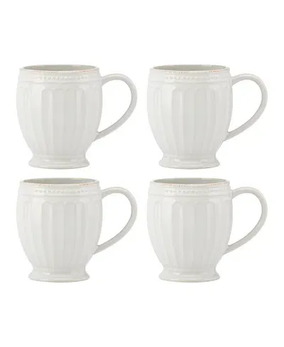 Lenox French Perle Groove Mugs, Set Of 4 In White