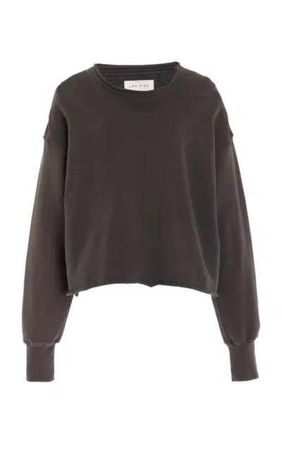 Les Tien Riley Raw-edge Cotton Sweatshirt In Grey