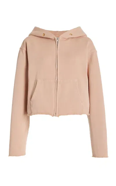 Les Tien Cropped Cotton Sweatshirt Hoodie In Pink