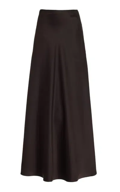 Leset Barb Satin Maxi Skirt In Brown