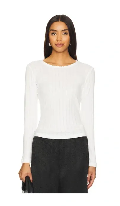 Leset Pointelle Long Sleeve In White