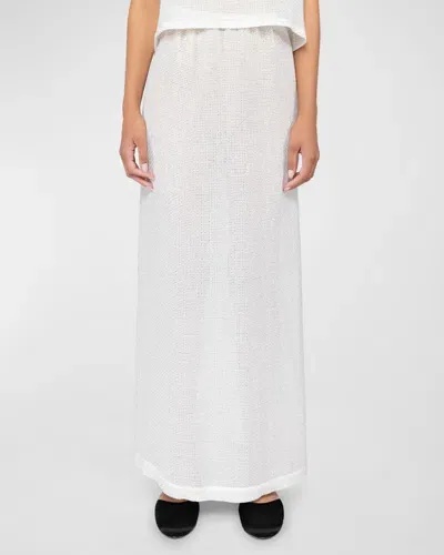 Leset Stella Sequined Semi-sheer Knit Maxi Skirt In White