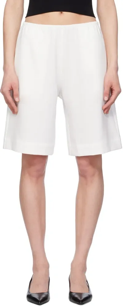 Leset Arielle Crepe Knee-length City Shorts In White