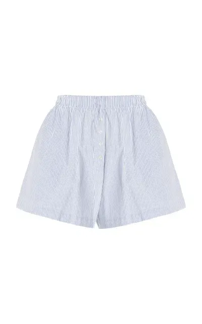 Leset Yoshi Cotton Boxer Shorts In Blue