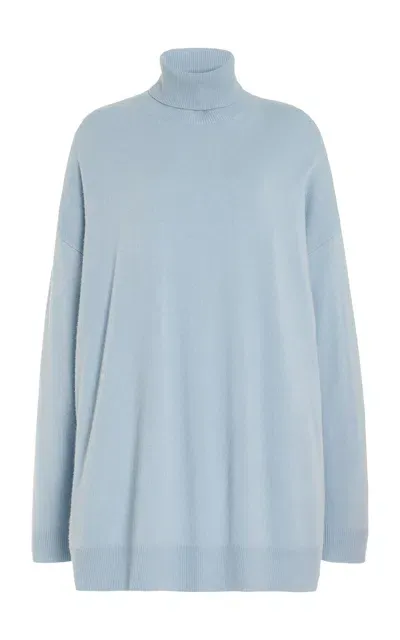 Leset Zoe Oversized Wool-cashmere Turtleneck Sweater In Blue