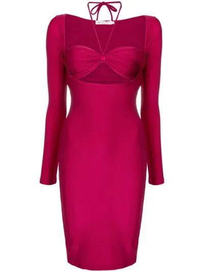 Lethicia Bronstein Marylin Long-sleeve Midi Dress In Red