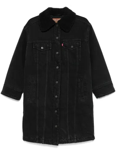 Levi's Longline Padded Trucker Coat In Black