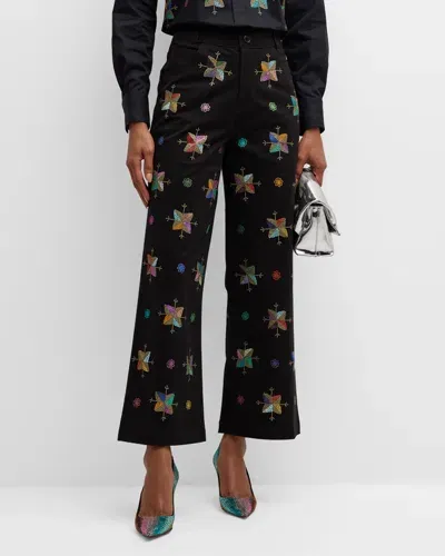 Libertine Atlas Mountains Embellished Wide-leg Ankle Pants In Black