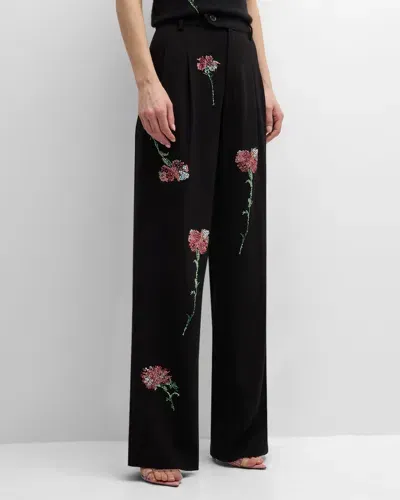 Libertine Cecil Beaton Pink Carnation Baggy Straight-leg Trousers In Black