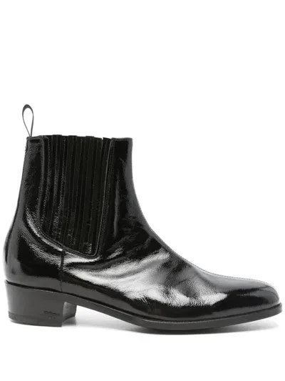 Lidfort Patent-finish Boots In Black