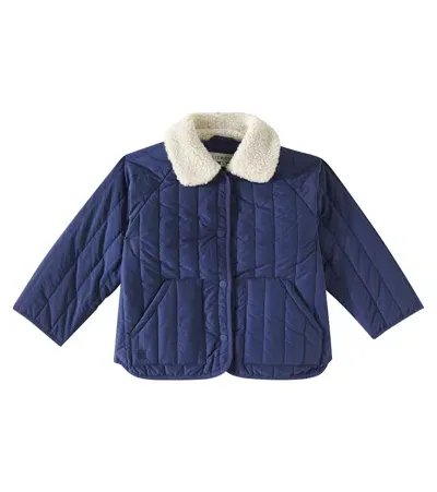 Liewood Kids' Giro Faux Shearling-trimmed Quilted Jacket In Blue