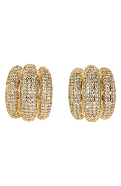 Lili Claspe Elsa Pavé Shield Half Hoop Earrings In Gold