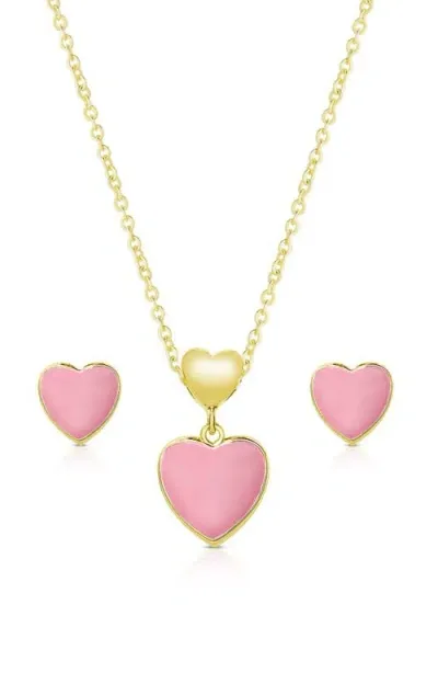 Lily Nily Kids' Heart Pendant Necklace & Stud Earrings In Gold