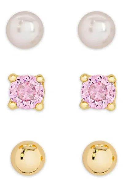 Lily Nily Kids' Set Of 3 Assorted Stud Earrings In Gold