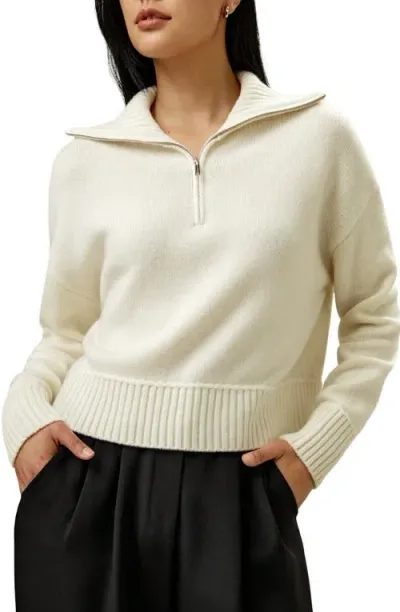 Lilysilk Relaxed Fit Wool-cashmere  Blend Sweater For Women In White