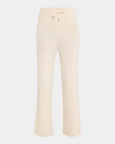 Lisa Yang Heather Cropped Rib Knit Cashmere Trousers In Cream