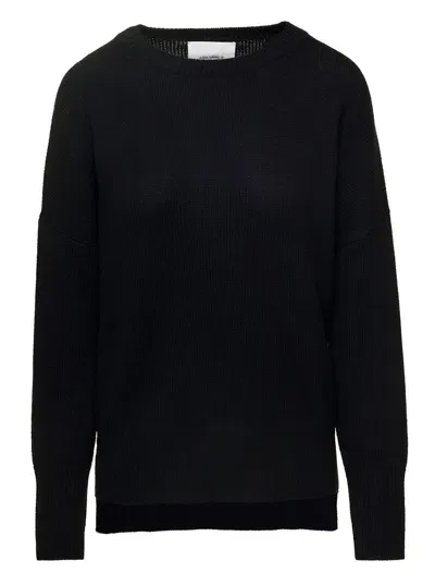 Lisa Yang 'mila' Black Sweater With Ribbed Trim In Cashmere Woman