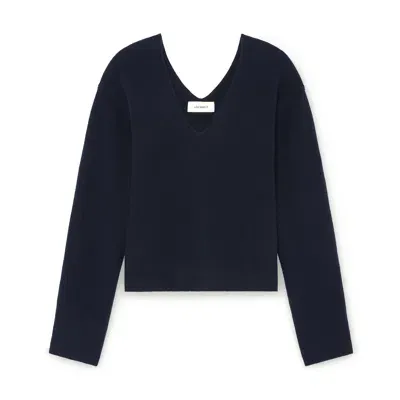 Lisa Yang Sara V-back Cashmere Jumper In Navy