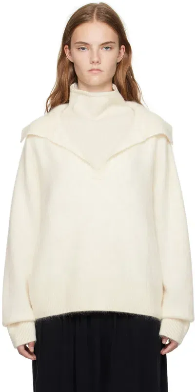 Lisa Yang White Kerry Sweater In Cz Cream Brushed