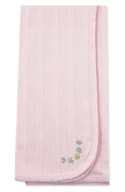 Little Me Kids' Dainty Flowers Pointelle Cotton Blanket In Pink