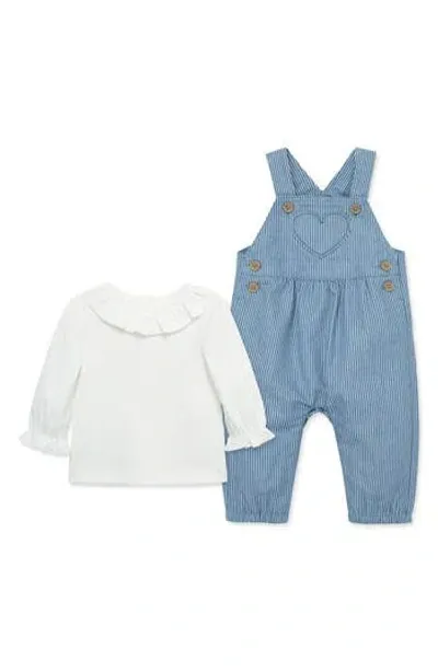 Little Me Girls' Heart Overall & Ruffled Top Set - Baby In Blue