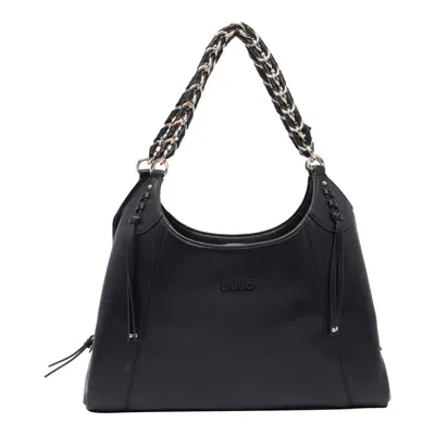 Liu •jo Logo Lettering Shoulder Bag In Black