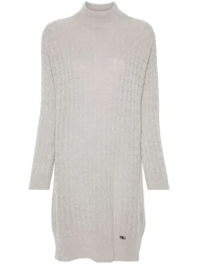 Liu •jo Cable-knit Mini Dress In Grey