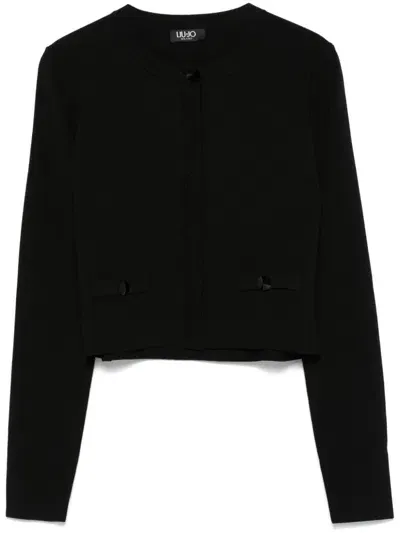 Liu •jo Crew-neck Cardigan In Black