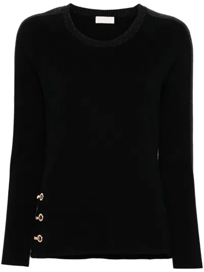 Liu •jo Fine-knit Sweater In Black