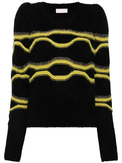 Liu •jo Intarsia-knit Sweater In Schwarz