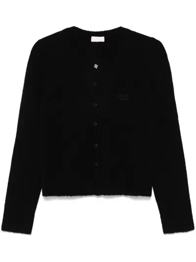 Liu •jo Logo-embroidered Cardigan In Black