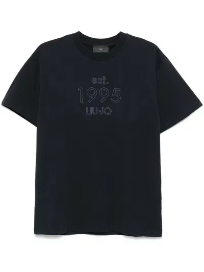 Liu •jo Logo-embroidered T-shirt In Blue