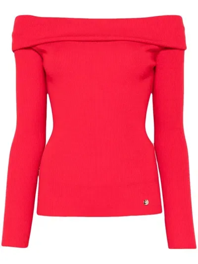 Liu •jo Logo-pendant Sweater In Red