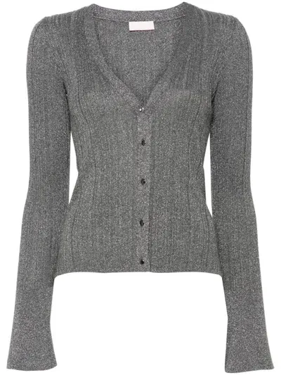 Liu •jo Lurex-detail Cardigan In Grey