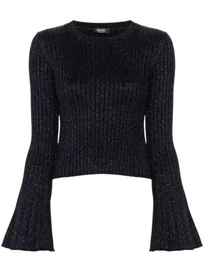 Liu •jo Lurex-detail Sweater In Blue