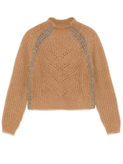 Liu •jo Lurex-detail Sweater In Neutrals