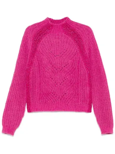 Liu •jo Lurex-detail Sweater In Fuchsia