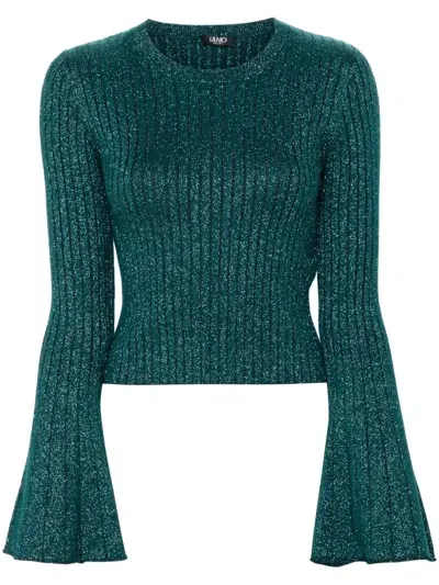 Liu •jo Lurex Sweater In Green