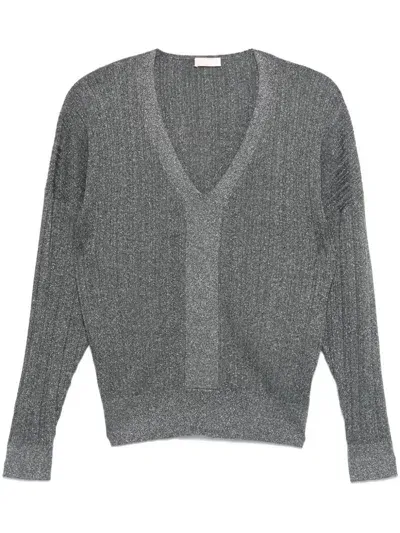 Liu •jo Lurex Sweater In Grey