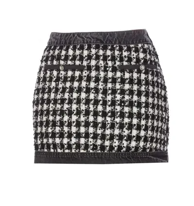 Liu •jo Mini Houndstooth Skirt In Black