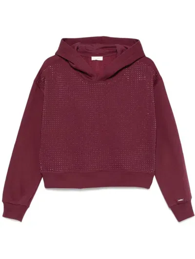 Liu •jo Rhinestone-embellished Hoodie In Red